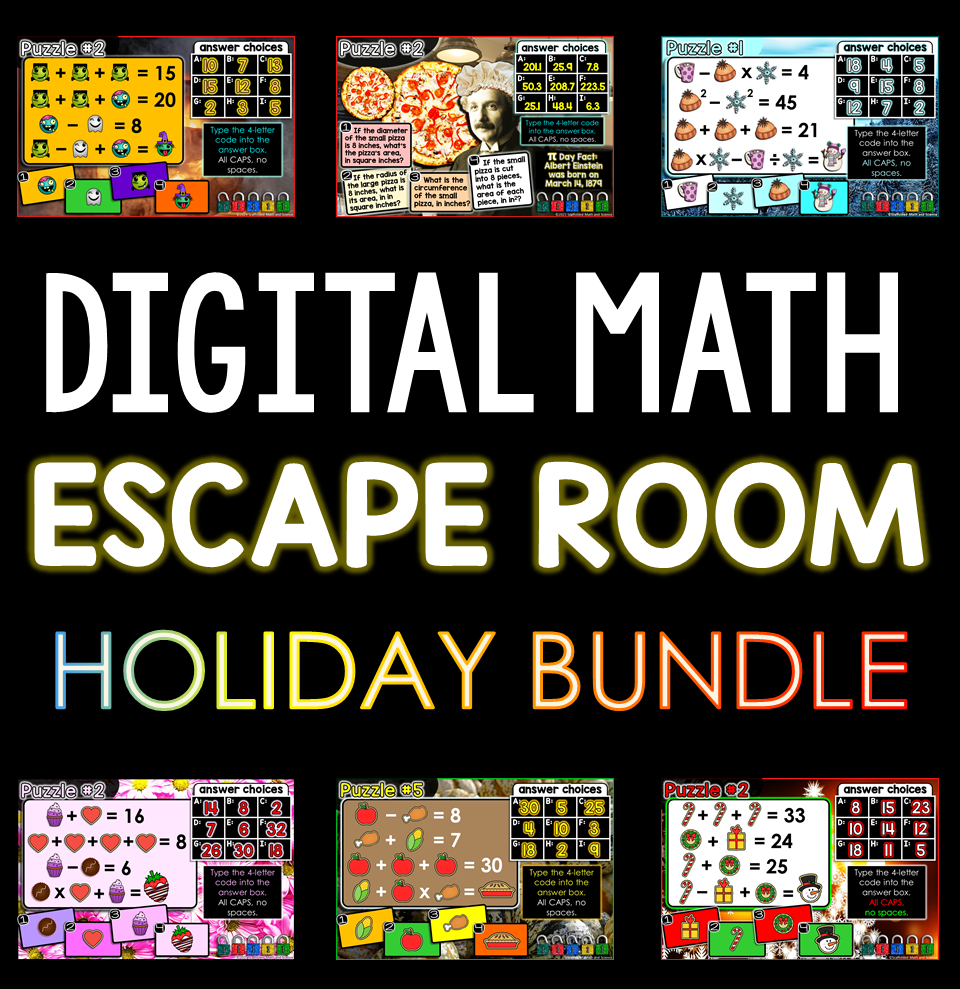 Digital Math Escape Room Holiday Activity Bundle