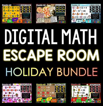 Digital Math Escape Room Holiday Activity Bundle