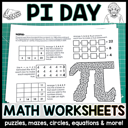 Pi Day Math Worksheets