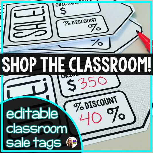 Shop the Classroom! Editable Math Classroom Percent Discount Sale Tags
