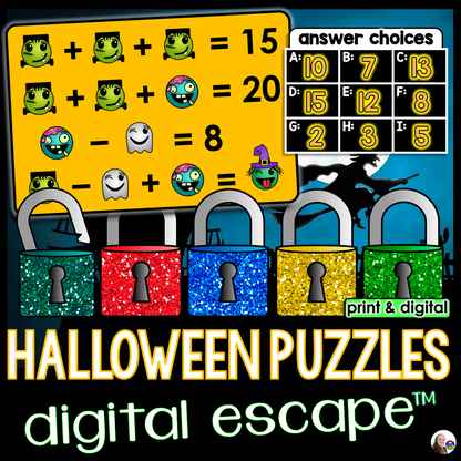 Halloween Logic Picture Puzzles Digital Math Escape Room