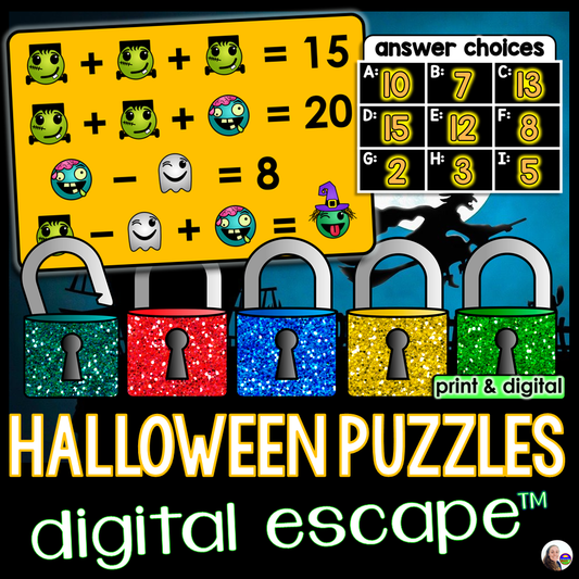 Halloween Logic Picture Puzzles Digital Math Escape Room Activity