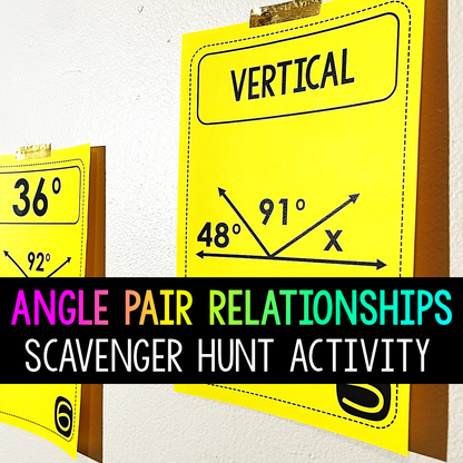 Angle Pair Relationships Scavenger Hunt Activity