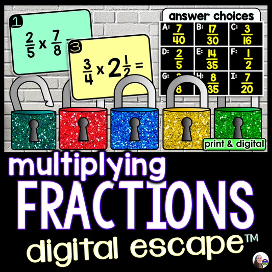Multiplying Fractions Digital Math Escape Room Activity