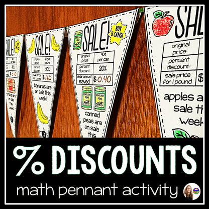 Percent Discounts Grocery Shopping Math Pennant Activity