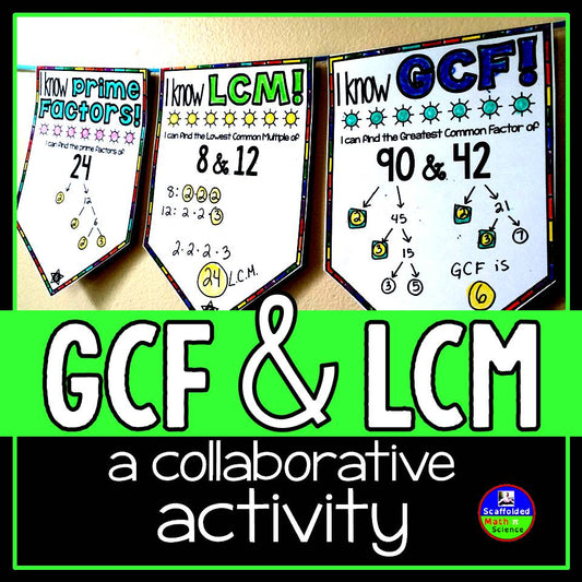 GCF, LCM and Prime Factors Math Pennant Activity