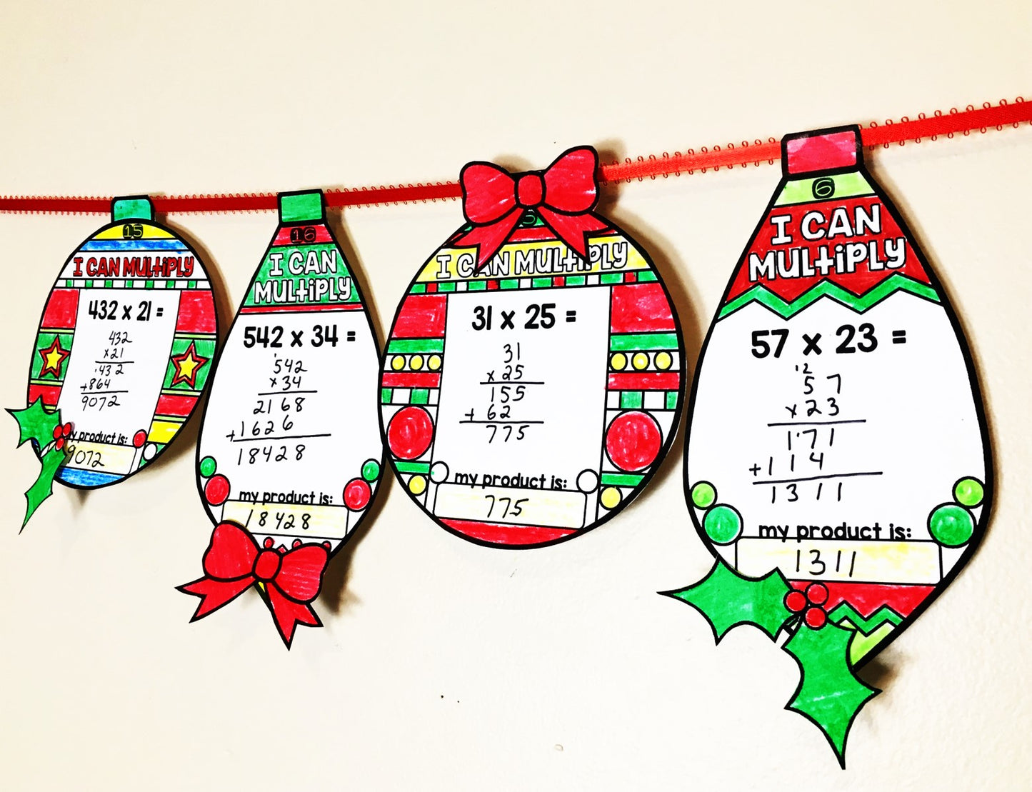 Christmas Multiplication Ornaments Winter Holiday Math Activity