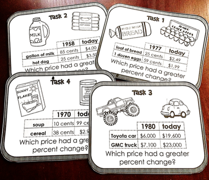 Percent of Change Task Cards Activity