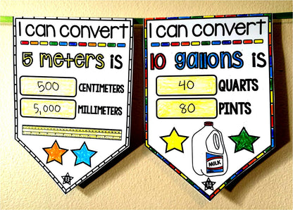 Metric and Customary Units Measurement Conversions Math Pennant Activity