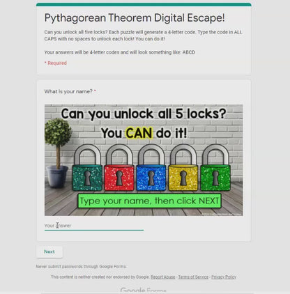 Pythagorean Theorem 8th Grade Geometry Digital Math Escape Room