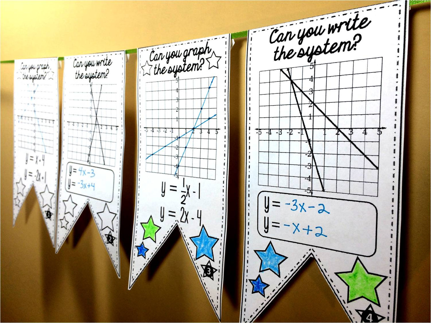 Solving Systems of Equations by Graphing Math Pennant Activity