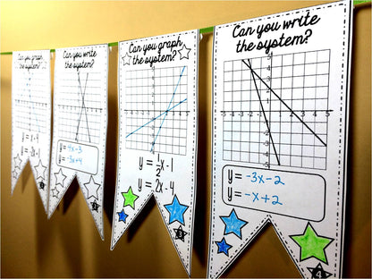 Solving Systems of Equations by Graphing Math Pennant Activity