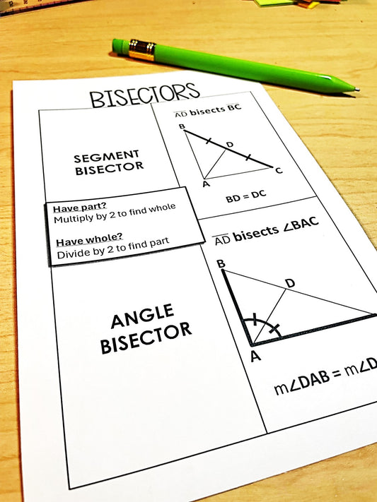 Angle and Segment Bisectors Cheat Sheet