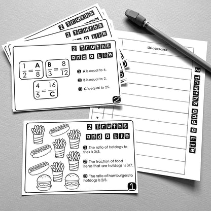 "2 Truths and a Lie" Ratios and Proportions Math Error Analysis Activity