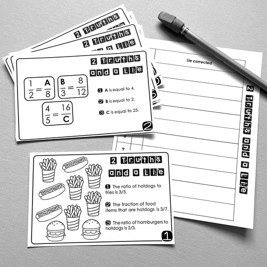 "2 Truths and a Lie" Ratios and Proportions Math Error Analysis Activity