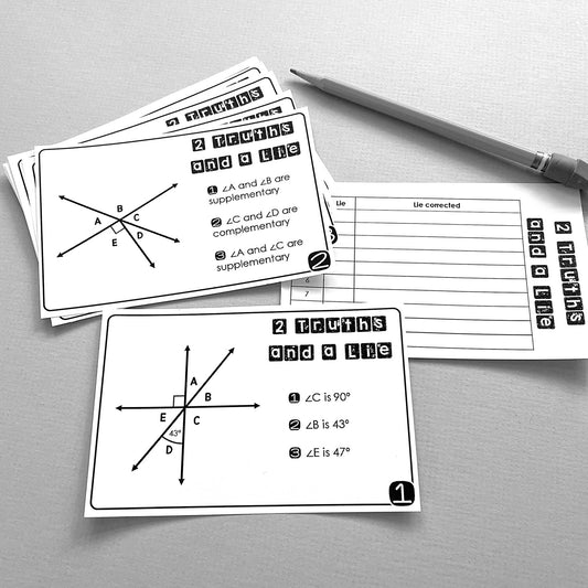 "2 Truths and a Lie" Angle Pair Relationships Math Error Analysis Activity