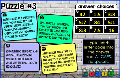 Ratios Digital Math Escape Room