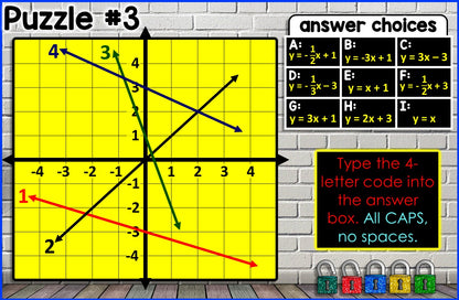 Graphing Linear Equations y = mx + b Digital Algebra 1 Escape Room