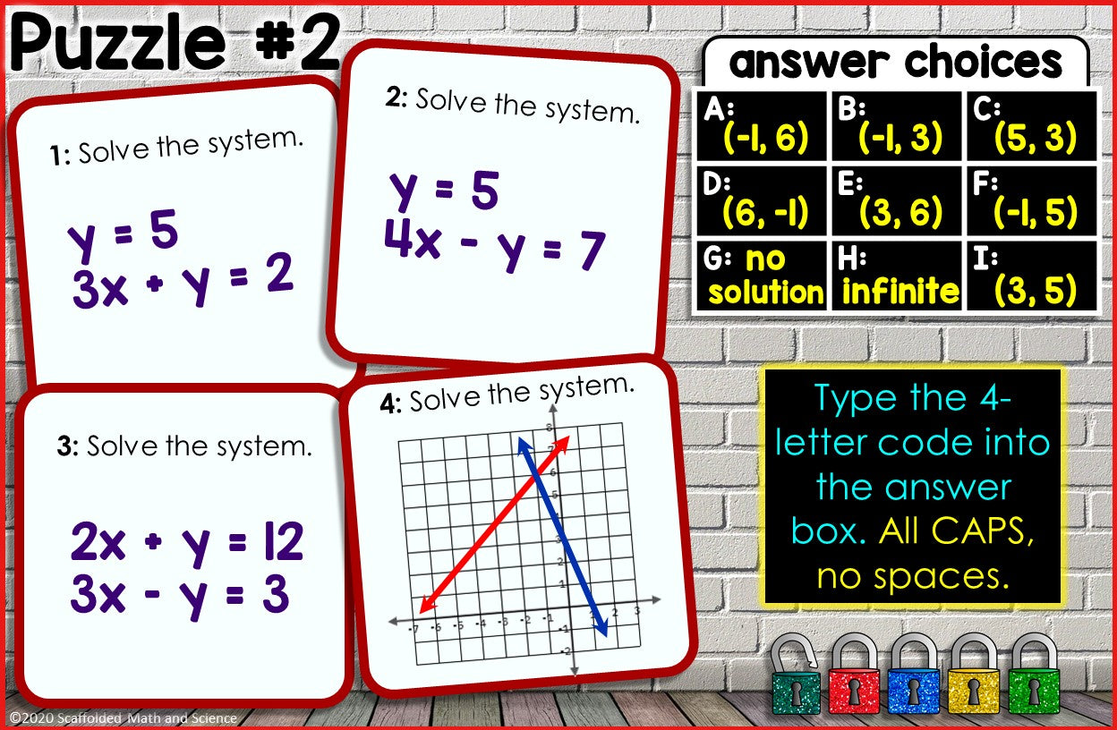 Systems of Equations Digital Math Escape Room