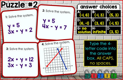 Systems of Equations Digital Math Escape Room