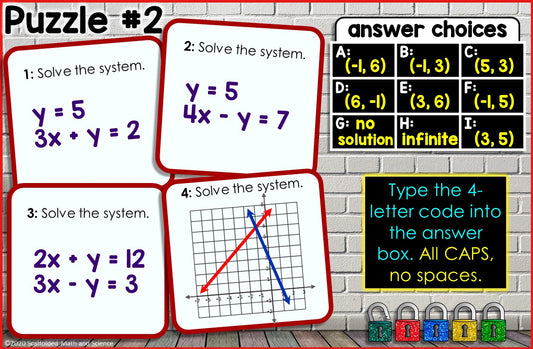 Systems of Equations Digital Math Escape Room