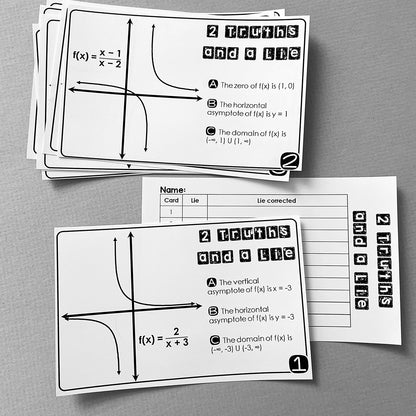 "2 Truths and a Lie" Key Features of Rational Function Graphs Error Analysis