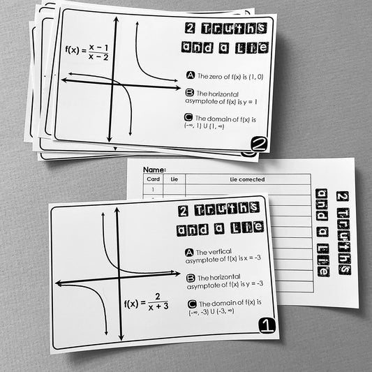 "2 Truths and a Lie" Key Features of Rational Function Graphs Error Analysis
