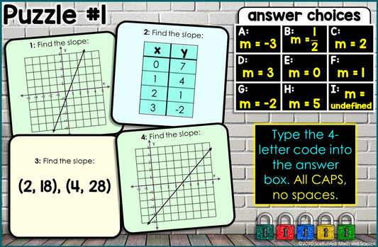 Finding Slope Digital Math Escape Room Activity