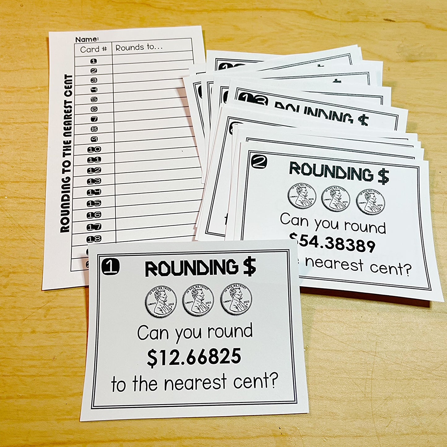 Rounding Money to the Nearest Cent/Hundredths Task Cards Activity