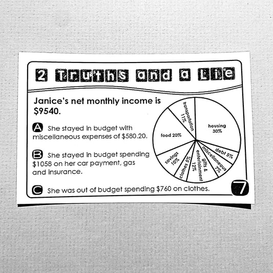 "2 Truths and a Lie" Budgeting Financial Literacy Error Analysis Activity