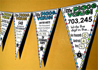 Place Value Math Pennant Activity | Into the Hundred Millions | No Decimals