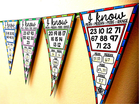 Mean, Median, Mode and Range Data Math Pennant Activity
