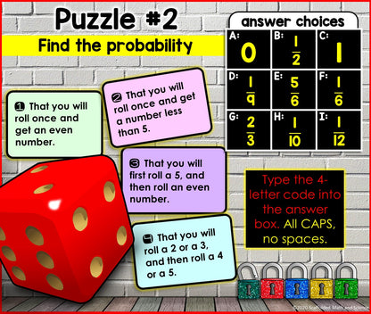 Probability Digital Math Escape Room