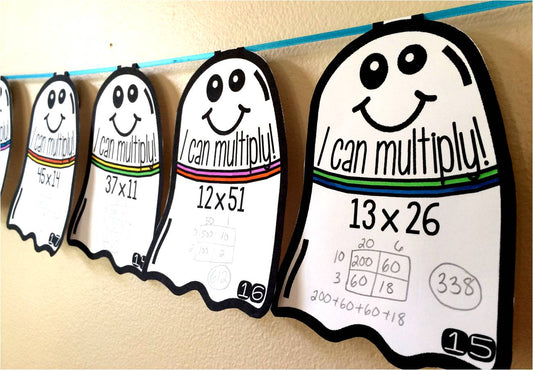 Multiplication Fall Math Pennant Activity for Halloween (2x2 digit)