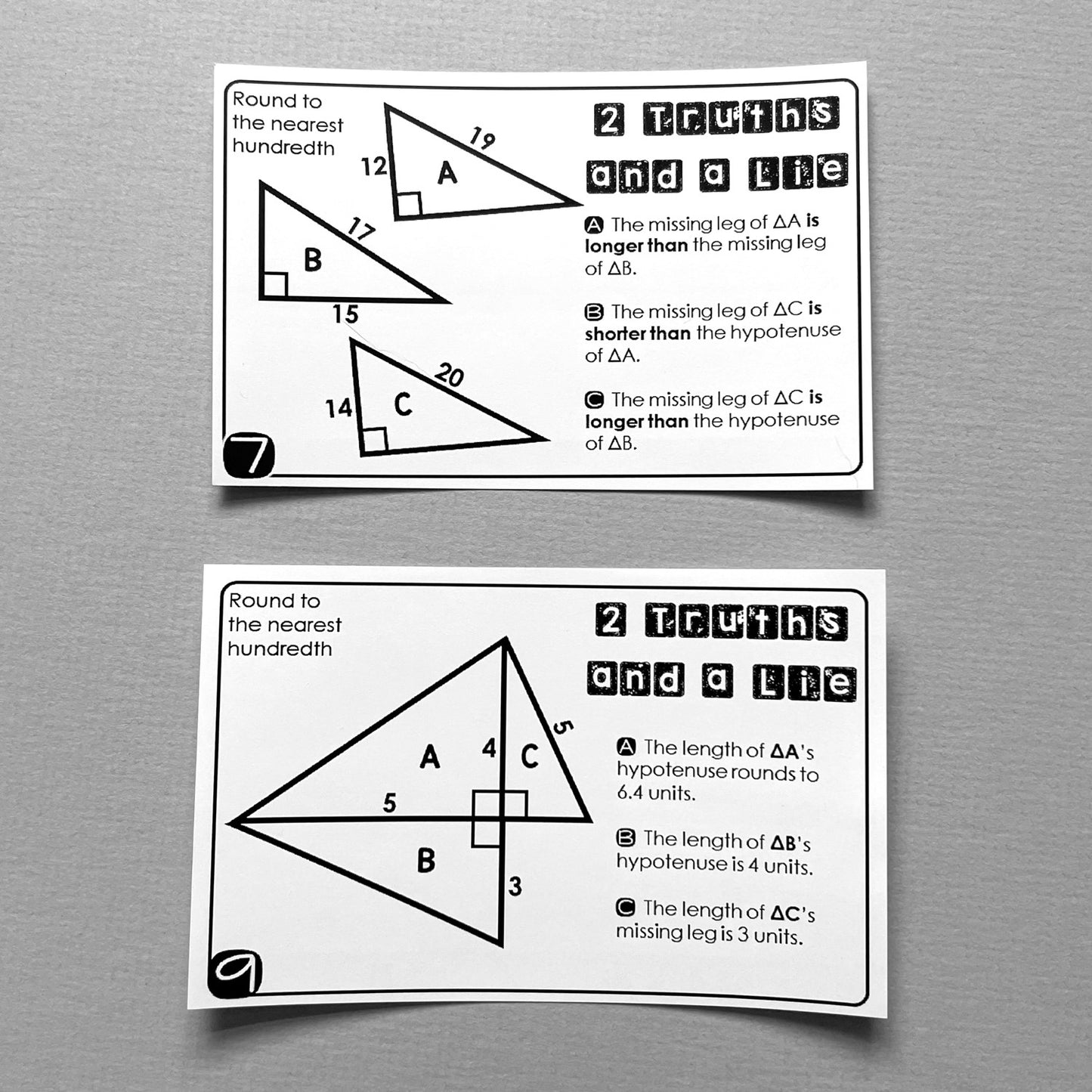 "2 Truths and a Lie" Pythagorean Theorem Math Error Analysis Activity