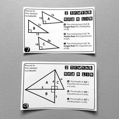 "2 Truths and a Lie" Pythagorean Theorem Math Error Analysis Activity