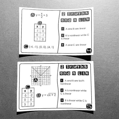 "2 Truths and a Lie" Linear vs Nonlinear Functions Error Analysis Activity