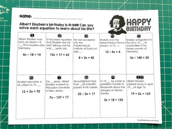 Pi Day Math Worksheets