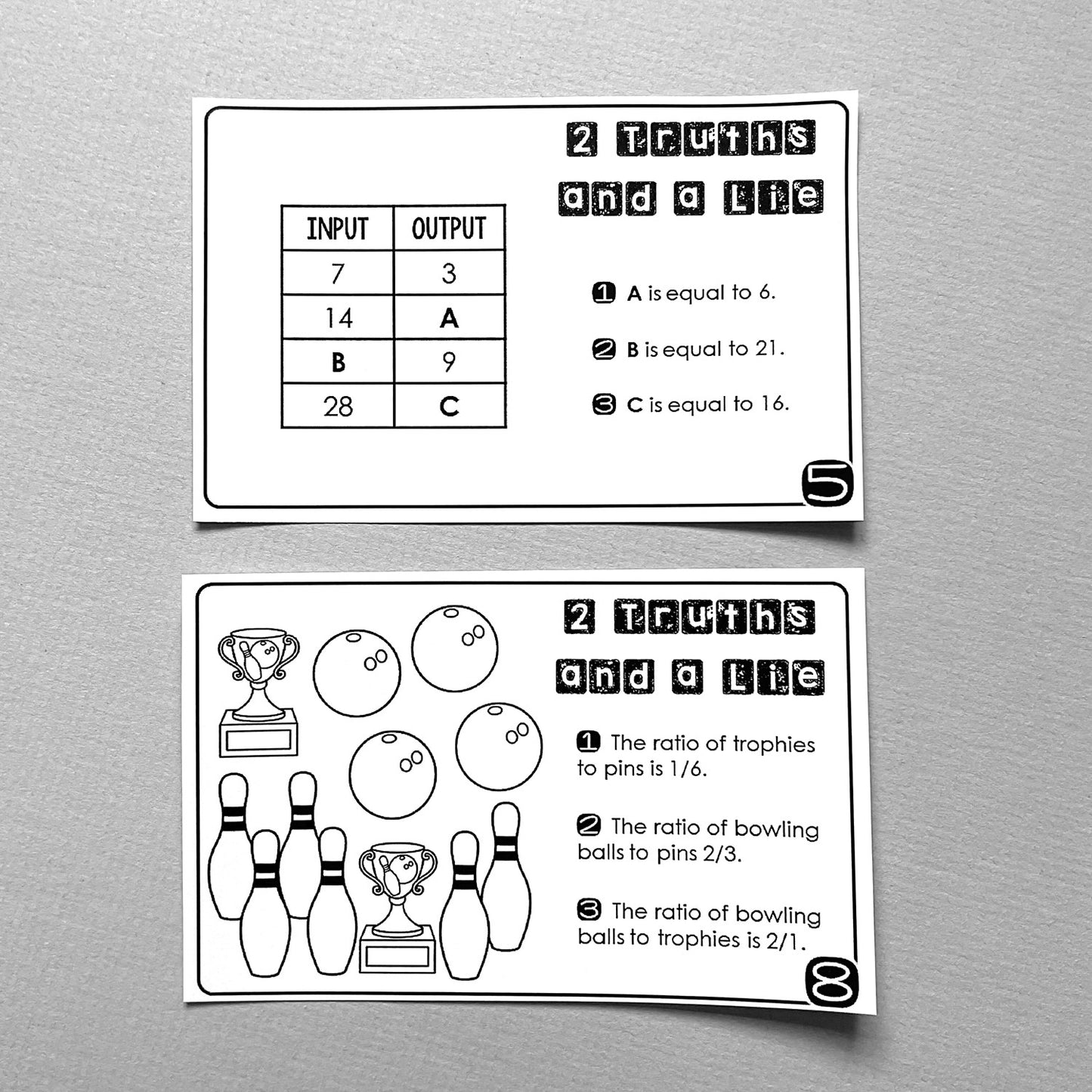 "2 Truths and a Lie" Ratios and Proportions Math Error Analysis Activity