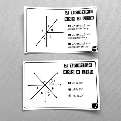 "2 Truths and a Lie" Angle Pair Relationships Math Error Analysis Activity