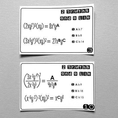 "2 Truths and a Lie" Exponent Rules Math Error Analysis Activity