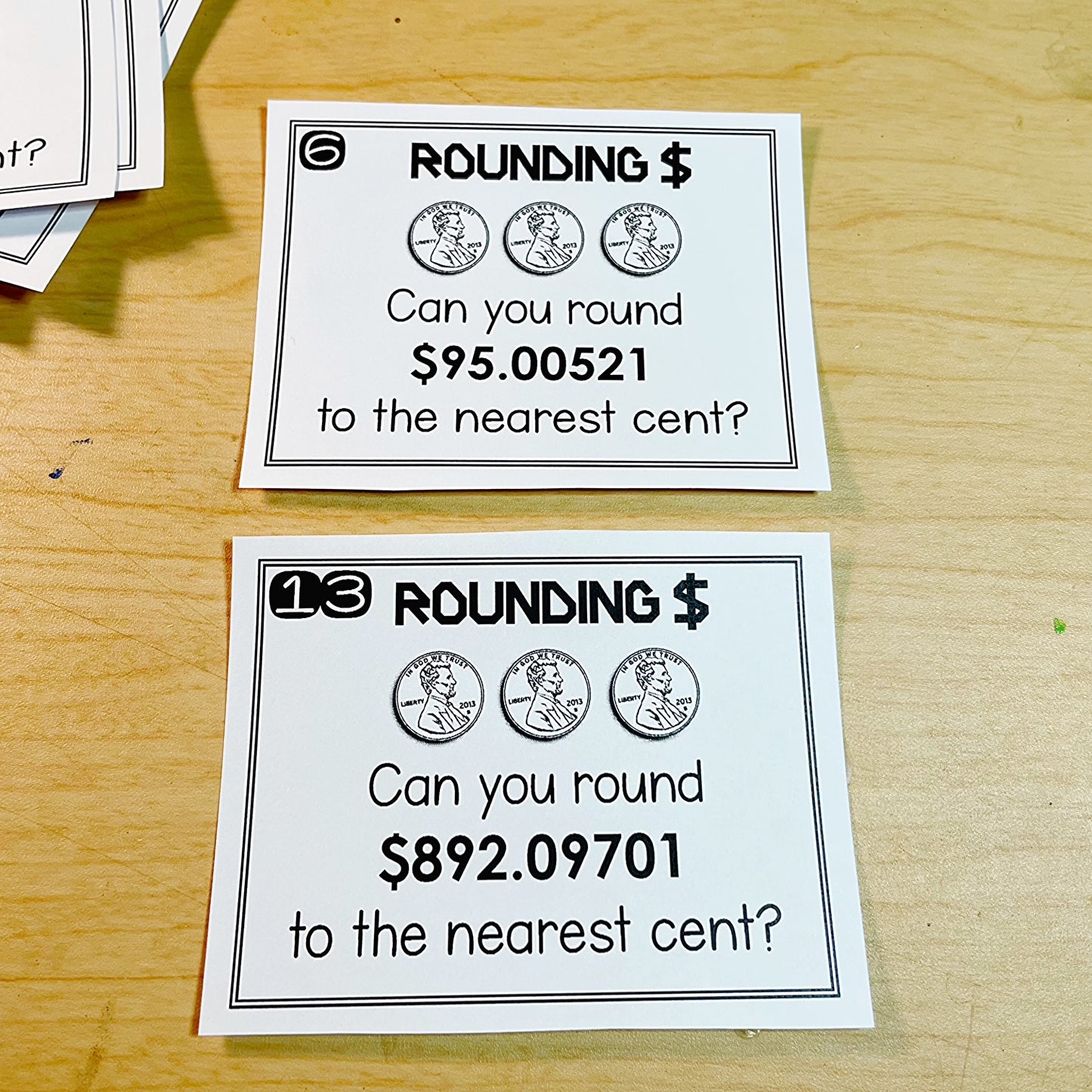 Rounding Money to the Nearest Cent/Hundredths Task Cards Activity