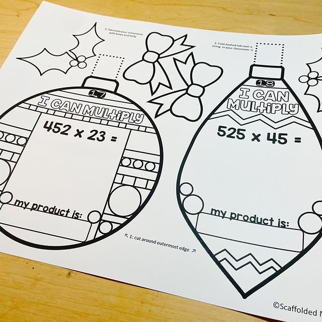 Christmas Multiplication Ornaments Winter Holiday Math Activity