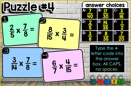 Multiplying Fractions Digital Math Escape Room