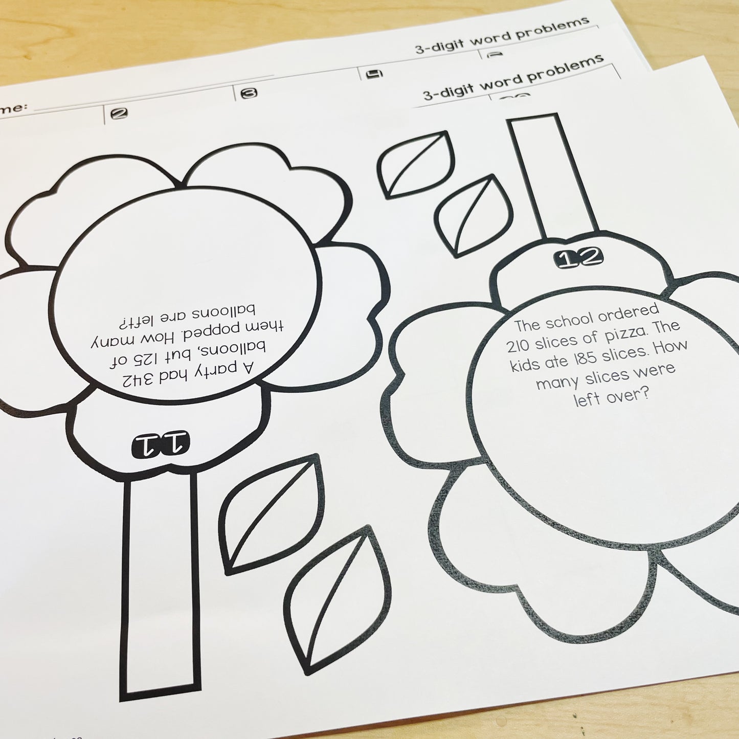 3-Digit Addition & Subtraction with Regrouping | Spring Math Pennant Activity