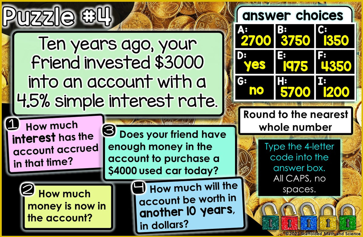Simple Interest Escape Room