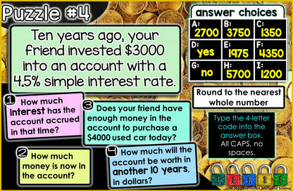 Simple Interest Escape Room