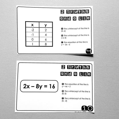 "2 Truths and a Lie" Linear Equations Math Error Analysis Activity