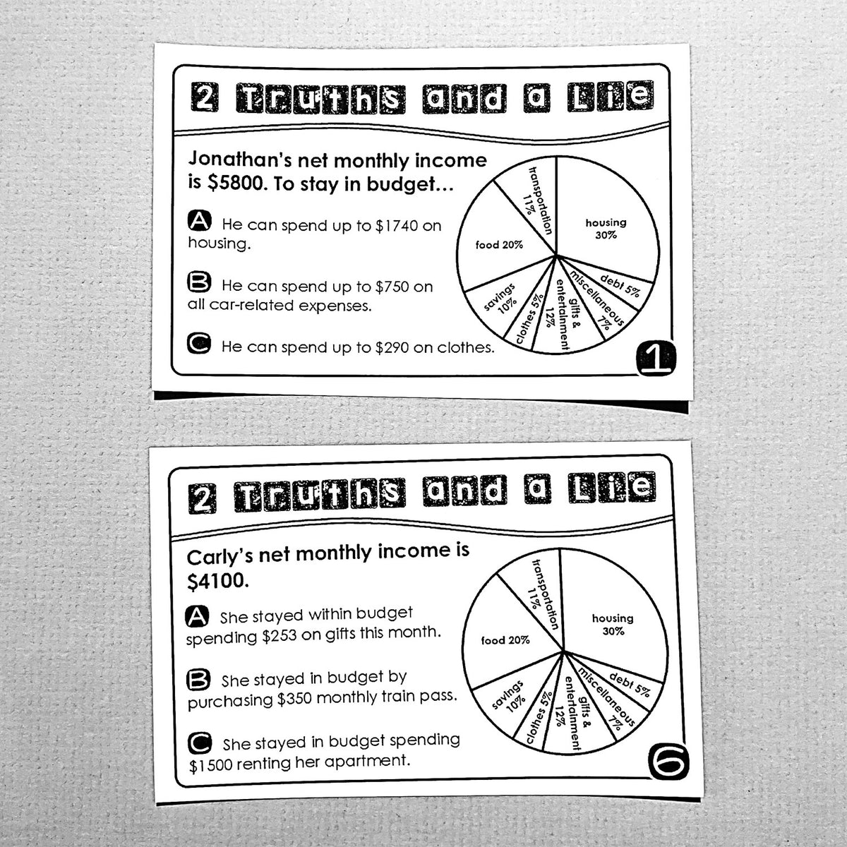 "2 Truths and a Lie" Budgeting Financial Literacy Error Analysis Activity