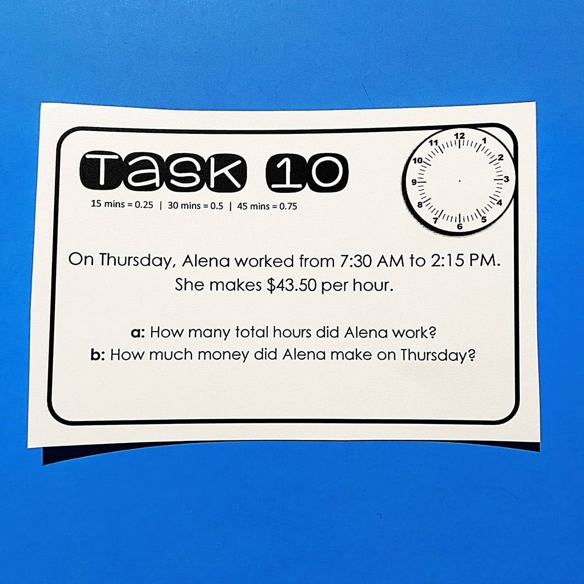 Calculating Hourly Wages and Overtime Pay Activity